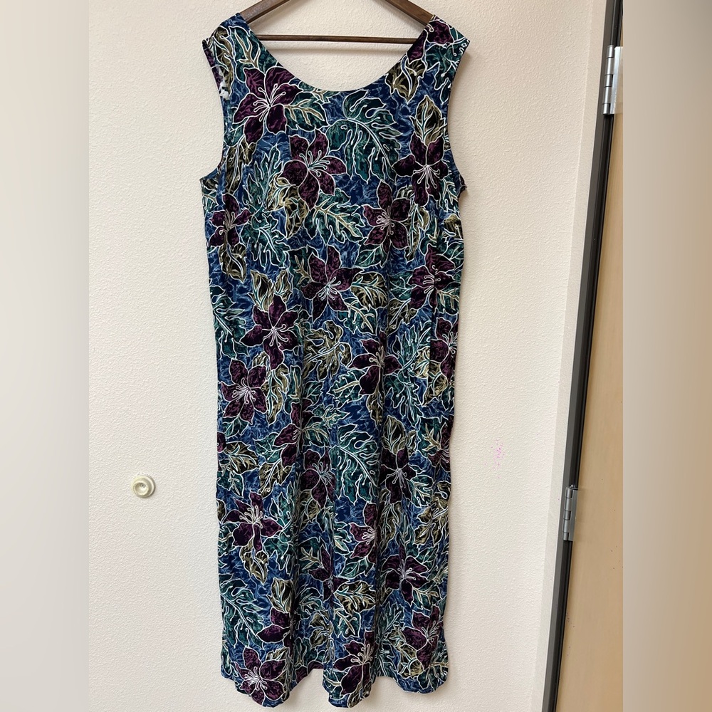 Hilo Hattie Floral Midi Dress - Blue and Purple